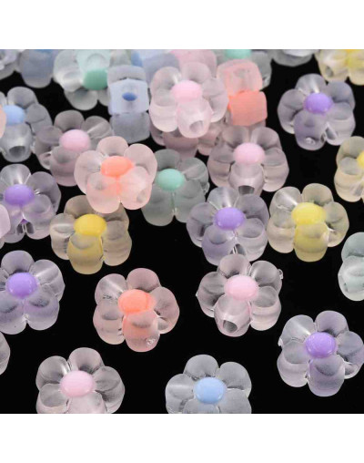 Flor (4). Varios colores. Transparente. 12x12x6 milímetros. 2,5 mm perforación. 20 unidades.