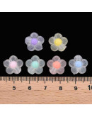 Flor (4). Varios colores. Transparente. 12x12x6 milímetros. 2,5 mm perforación. 20 unidades. Flor (4). Varios colores. Transparente. 12x12x6 milímetros. 2,5 mm perforación. 20 unidades.