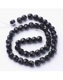 Esfera faceteada. 06 milímetros diámetro. Negro. 1 mm perforación. 50 unidades hilo (aproximado).