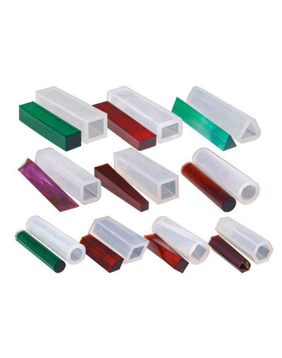 Moldes de silicona. Para resina. Set de 10 formas geométricas. 50 milímetros largo. 1 set.