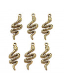 Serpiente (1). Aleación de cobre. Color oro antiguo. 39x15x2,5 mm. 2 mm perforación. 5 unidades. Serpiente (1). Aleación de cobre. Color oro antiguo. 39x15x2,5 mm. 2 mm perforación. 5 unidades.