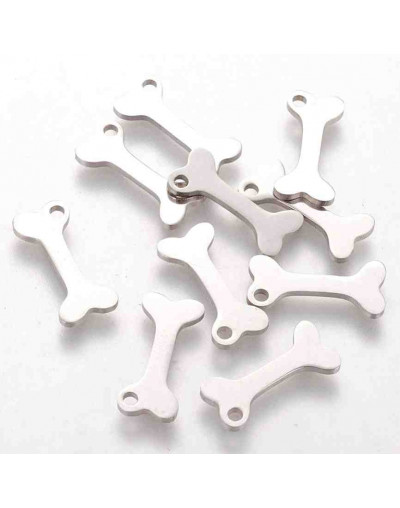 Hueso. Acero inoxidable. Color plateado. 15x6,5x1 milímetros. 1,5 mm perforación. 2 unidades.