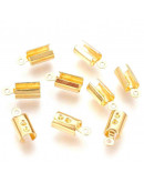 Terminales. Acero inoxidable. Color dorado. 9,5x4x3,5 milímetros. 1 mm perforación. 10 unidades.