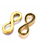 Infinito. Aleación de cobre. Color oro antiguo. 34x13x2 milímetros. 5 unidades