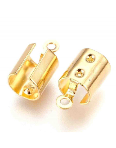 Terminales. Acero inoxidable. Color dorado. 12x6,5x6,5 milímetros. 1 mm perforación. 10 unidades.