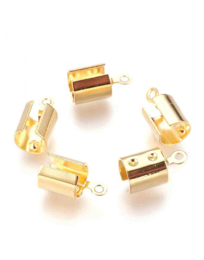 Terminales. Acero inoxidable. Color dorado. 12x6,5x6,5 milímetros. 1 mm perforación. 10 unidades.
