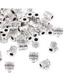 Bail Beads (1). Aleación. Plata antigua. 7,5 mm largo. 5,5 mm perforación. 2,5 mm arandela. 20 uds.