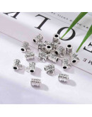 Bail Beads (1). Aleación. Plata antigua. 7,5 mm largo. 5,5 mm perforación. 2,5 mm arandela. 20 uds.