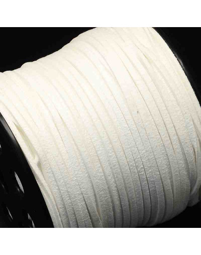Gamuza. WHITE. 2,7 milímetros ancho. 1,4 milímetros grosor. 5 metros.