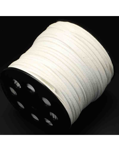 Gamuza. WHITE. 2,7 milímetros ancho. 1,4 milímetros grosor. 5 metros.