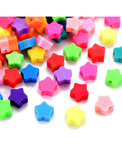 Estrellas (2). Varios colores. 9x9x4,5 milímetros. 1,6 mm perforación. 10 unidades.