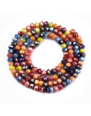 Rondelle faceteado. 3,5x3 milímetros. Varios colores. 0,8 mm perforación. 140 uds hilo (aproximado).