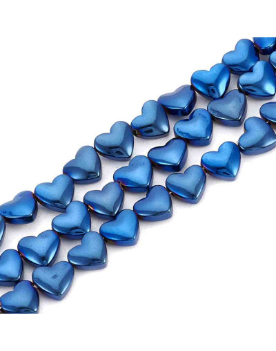 Hematite sintético. Corazón azul. 6x5,5x3 milímetros. 1 mm perforación. 10 uds