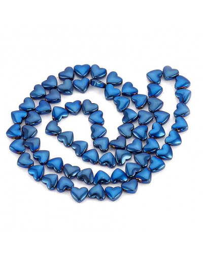 Hematite sintético. Corazón azul. 6x5,5x3 milímetros. 1 mm perforación. 10 uds