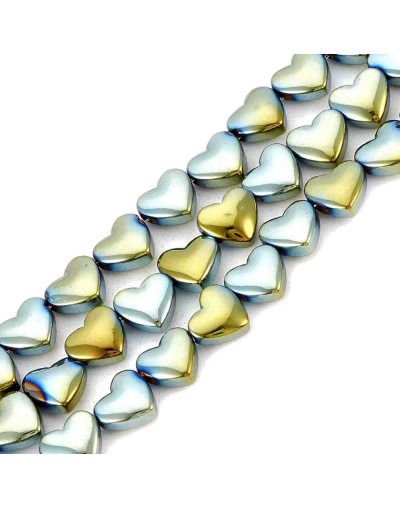 Hematite sintético. Corazón arcoiris. 6x5,5x3 milímetros. 1 mm perforación. 10 uds