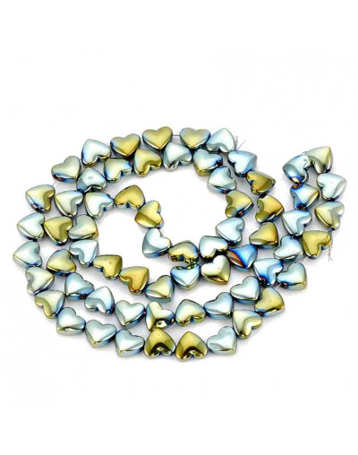 Hematite sintético. Corazón arcoiris. 6x5,5x3 milímetros. 1 mm perforación. 10 uds