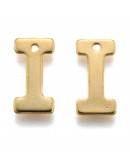 Letra "I". Acero inoxidable. Color dorado. 11x0,8 milímetros. 1 mm perforación. 1 unidad. Letra "I". Acero inoxidable. Color dorado. 11x0,8 milímetros. 1 mm perforación. 1 unidad.