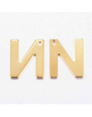 Letra "N". Acero inoxidable. Color dorado. 11x0,8 milímetros. 1 mm perforación. 1 unidad. Letra "N". Acero inoxidable. Color dorado. 11x0,8 milímetros. 1 mm perforación. 1 unidad.