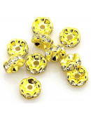 Rhinestone Beads. Dorado. Cristal CLEAR WHITE. Grado A. 8x3,8 mm. 1,5 mm perforación 10 unidades.