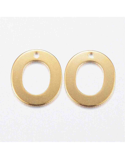 Letra "O". Acero inoxidable. Color dorado. 11x0,8 milímetros. 1 mm perforación. 1 unidad.