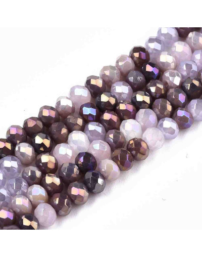 Rondelle faceteado. 3,5x3 milímetros. PURPLE. 0,8 mm perforación. 140 uds hilo (aproximado).