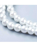 Esfera. Glass Perla. WHITE. 6~7 mm diámetro. 1 mm perforación. 145 unidades hilo (aproximado).