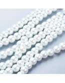 Esfera. Glass Perla. WHITE. 6~7 mm diámetro. 1 mm perforación. 145 unidades hilo (aproximado).