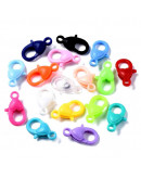 Cierres lobster con corazón. Acrílico. Varios colores. 22,5x13x6,5 mm. 3 mm perforación. 10 uds.