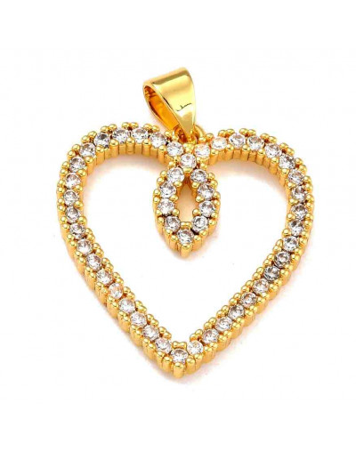 Corazón (1). Aleación+Zirconia. Baño 18KGold. 22x20,5x2 mm. 4,5 mm cierre. 1 ud.