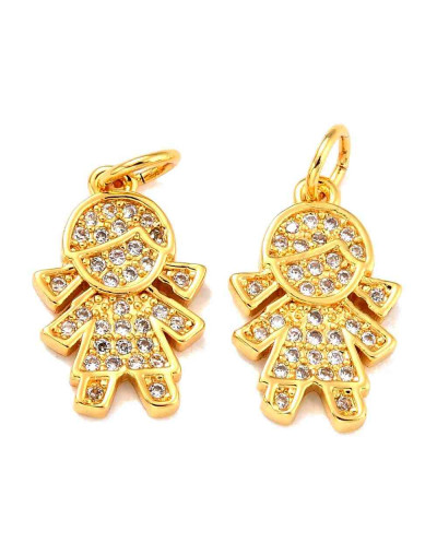 Niña (1). Aleación+Zirconia. Baño 18KGold. 15x10x2 mm. 5 mm arandela. 1 unidad.