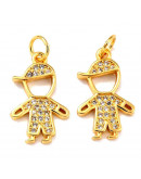 Niño (1). Aleación+Zirconia. Baño 18KGold. 17,5x10,5x2 mm. 5 mm arandela. 1 unidad. Niño (1). Aleación+Zirconia. Baño 18KGold. 17,5x10,5x2 mm. 5 mm arandela. 1 unidad.