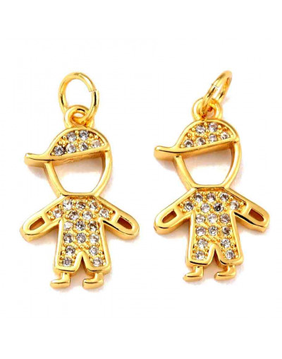 Niño (1). Aleación+Zirconia. Baño 18KGold. 17,5x10,5x2 mm. 5 mm arandela. 1 unidad.