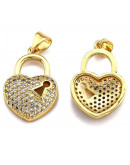 Corazón (2). Aleación+Zirconia. Baño 18KGold. 17,5x10,5x2 mm. 5 mm cierre. 1 ud. Corazón (2). Aleación+Zirconia. Baño 18KGold. 17,5x10,5x2 mm. 5 mm cierre. 1 ud.
