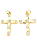Cruz (1). Aleación+Zirconia. Baño 18KGold. 25x16x2 mm. 5 mm arandela. 1 unidad. Cruz (1). Aleación+Zirconia. Baño 18KGold. 25x16x2 mm. 5 mm arandela. 1 unidad.