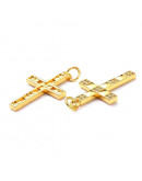 Cruz (1). Aleación+Zirconia. Baño 18KGold. 25x16x2 mm. 5 mm arandela. 1 unidad. Cruz (1). Aleación+Zirconia. Baño 18KGold. 25x16x2 mm. 5 mm arandela. 1 unidad.