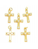 Cruz (2). Aleación+Zirconia. Baño 18KGold. 22X13,5X2,5 mm. 5 mm arandela. 1 unidad. Cruz (2). Aleación+Zirconia. Baño 18KGold. 22X13,5X2,5 mm. 5 mm arandela. 1 unidad.