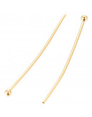 Pin con cabeza. Acero inoxidable. Color dorado. 30x0,7 milímetros. Cabeza: 2 mm. 10 unidades. Pin con cabeza. Acero inoxidable. Color dorado. 30x0,7 milímetros. Cabeza: 2 mm. 10 unidades.