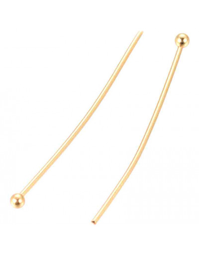 Pin con cabeza. Acero inoxidable. Color dorado. 30x0,7 milímetros. Cabeza: 2 mm. 10 unidades.