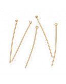 Pin con cabeza. Acero inoxidable. Color dorado. 30x0,7 milímetros. Cabeza: 2 mm. 10 unidades. Pin con cabeza. Acero inoxidable. Color dorado. 30x0,7 milímetros. Cabeza: 2 mm. 10 unidades.