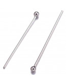 Pin con cabeza. Acero inoxidable. Color plateado. 30x0,7 milímetros. Cabeza: 2 mm. 10 unidades. Pin con cabeza. Acero inoxidable. Color plateado. 30x0,7 milímetros. Cabeza: 2 mm. 10 unidades.