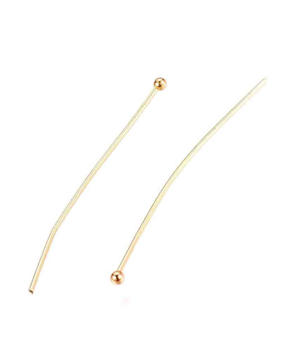 Pin con cabeza. Acero inoxidable. Color dorado. 40x0,7 milímetros. Cabeza: 2 mm. 10 unidades.