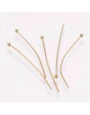 Pin con cabeza. Acero inoxidable. Color dorado. 40x0,7 milímetros. Cabeza: 2 mm. 10 unidades. Pin con cabeza. Acero inoxidable. Color dorado. 40x0,7 milímetros. Cabeza: 2 mm. 10 unidades.