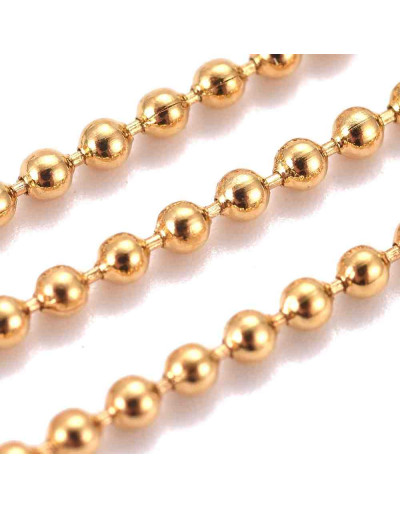 Acero inoxidable. Color dorado. Ball Chains. 1,5 milímetros diámetro. 1 metro.