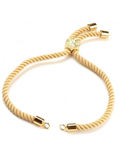 Nylon twist regulable para pulsera. Dorado. Bañado (18kGold). 220x4 mm. 2 mm perforación. 1 ud.