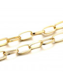 Cadena. Aluminio. Color dorado ligth. Paperclip Ovalado. Sin Soldar. 15,5x8x1 mm. 1 metro.