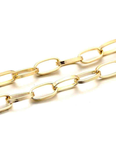 Cadena. Aluminio. Color dorado ligth. Paperclip Ovalado. Sin Soldar. 15,5x8x1 mm. 1 metro.