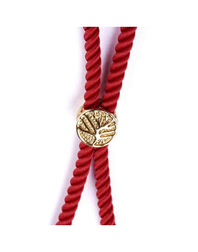 Nylon twist regulable para pulsera. Rojo. Bañado (18kGold). 220x4 mm. 2 mm perforación. 1 ud.