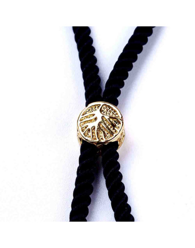 Nylon twist regulable para pulsera. Negro. Bañado (18kGold). 220x4 mm. 2 mm perforación. 1 ud.