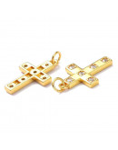 Cruz (5). Aleación+Zirconia. Baño 18KGold. 22x14x2 mm. 5 mm arandela. 1 unidad. Cruz (5). Aleación+Zirconia. Baño 18KGold. 22x14x2 mm. 5 mm arandela. 1 unidad.