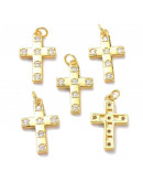 Cruz (5). Aleación+Zirconia. Baño 18KGold. 22x14x2 mm. 5 mm arandela. 1 unidad. Cruz (5). Aleación+Zirconia. Baño 18KGold. 22x14x2 mm. 5 mm arandela. 1 unidad.